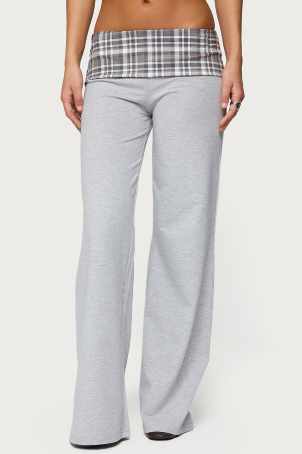 Kimmy Plaid Foldover Waist Trousers