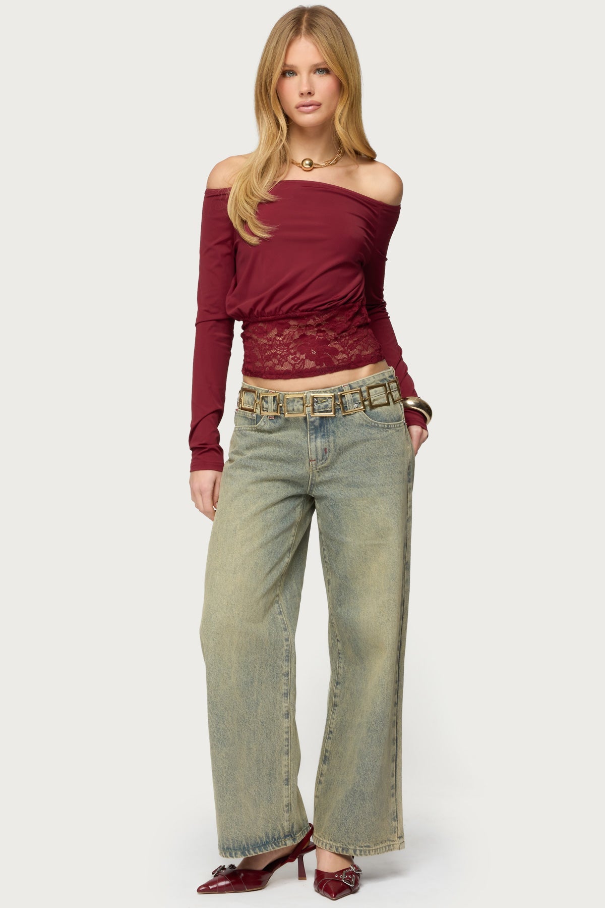 Dorona Lacey Off Shoulder Top