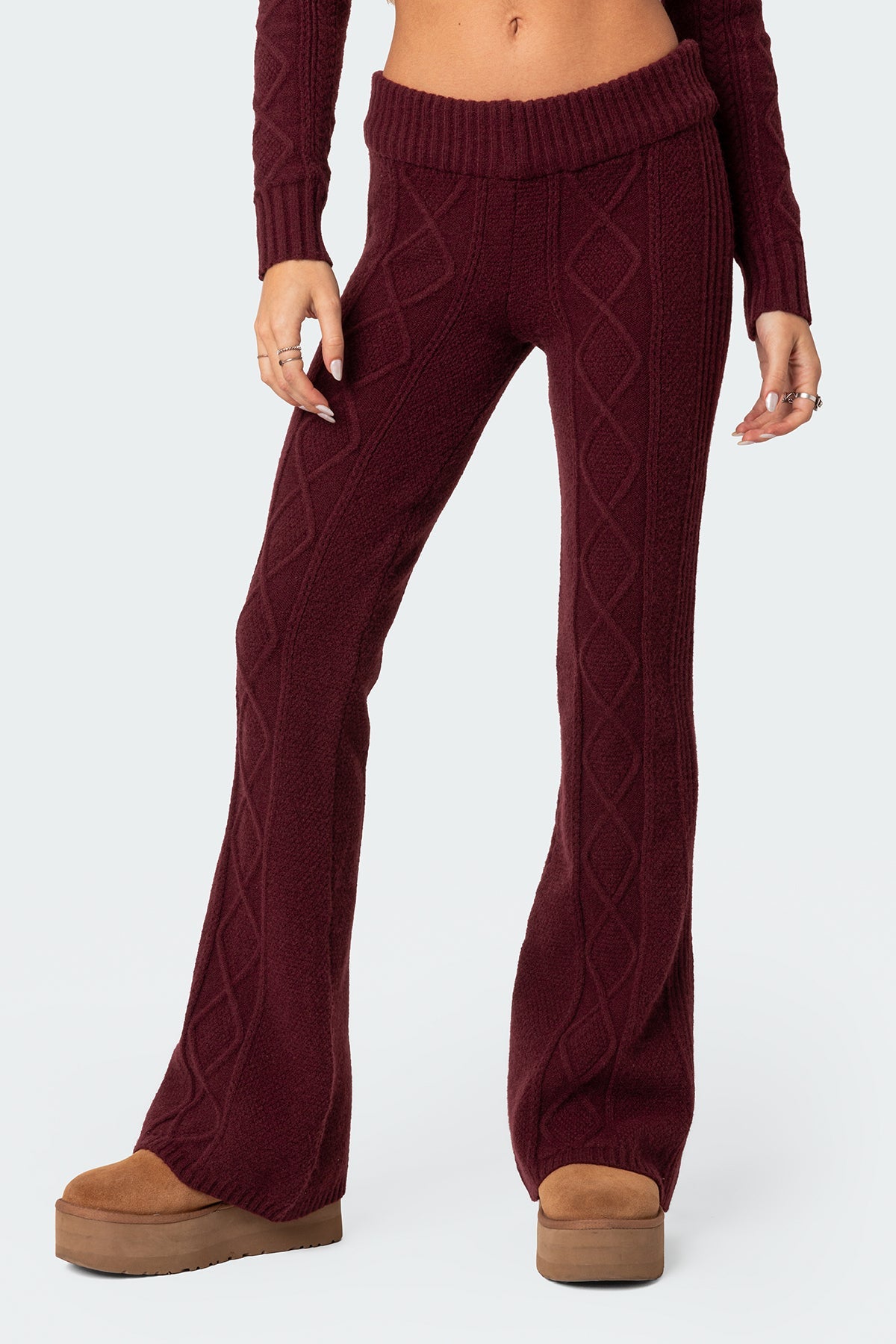 Ray Cable Knit Flared Trousers