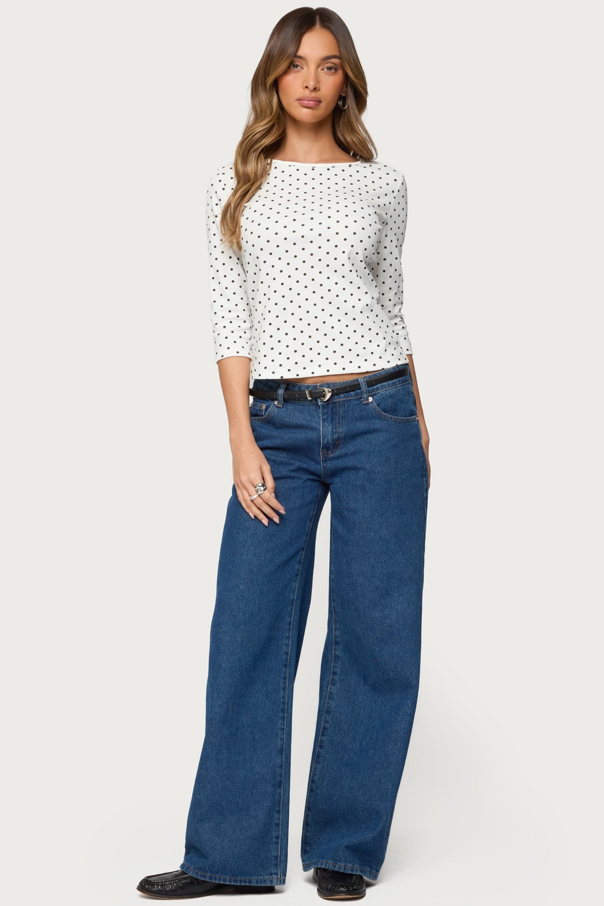 Lela Polka Dot Quarter Sleeve Top