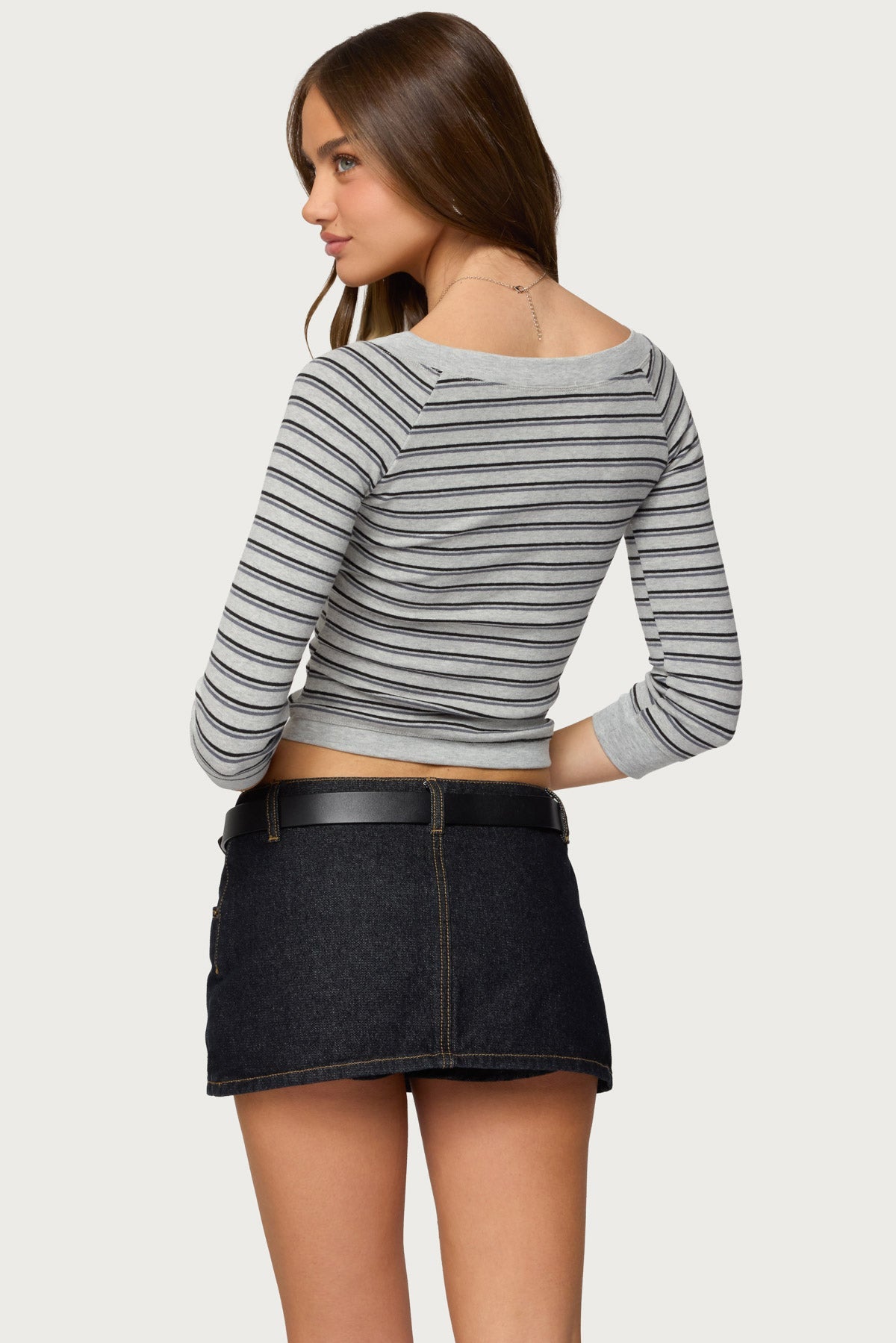 Imelde Striped Boat Neck Top