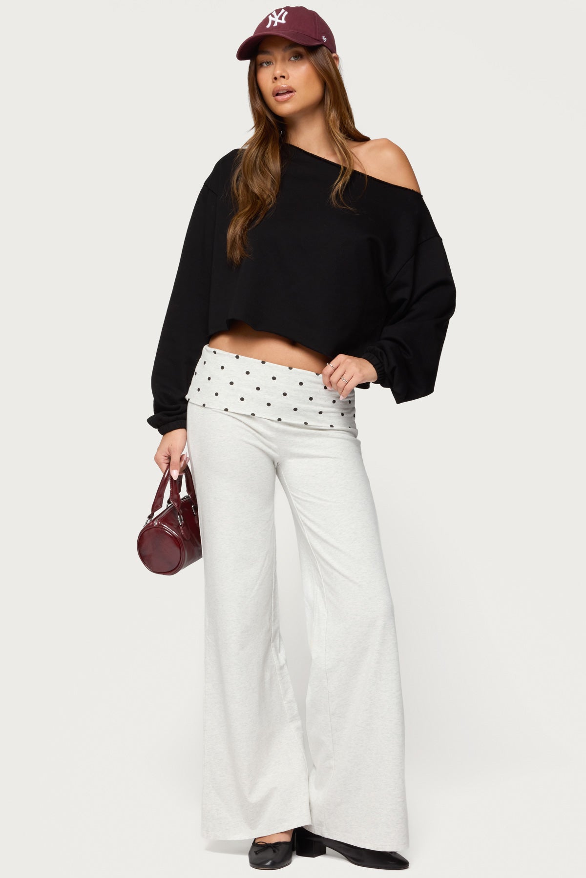 Reeva Polka Dot Foldover Trousers