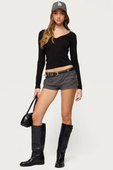 Larna V Neck Ribbed T Shirt