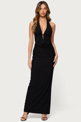Laretta Cowl Neck Backless Maxi Dress