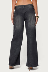 Charlize Stitched Washed Low Rise Baggy Jeans