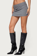 Havana Grommet Ribbed Foldover Mini Skort