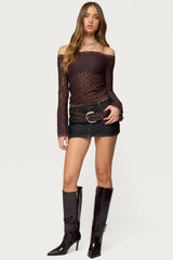 Built In Bra Off Shoulder Lace Top