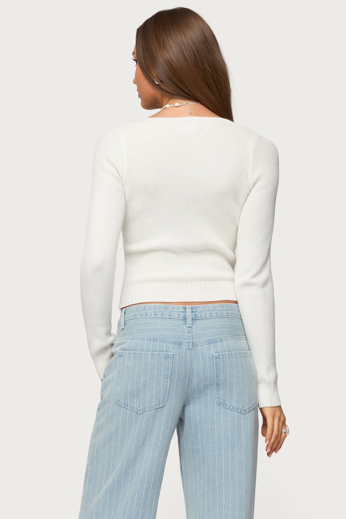 Maliah Ribbed Knit V Neck Top