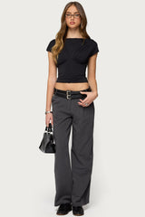 Leonah Ruched Boat Neck Top