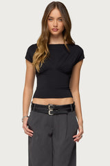 Leonah Ruched Boat Neck Top