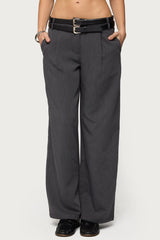 Andy Double Belt Straight Leg Tailored Pants