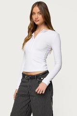 Jaelyn Ribbed Henley T Shirt