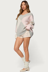 Elda Oversized Argyle Sweater