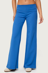 Wide Leg Foldover Trousers