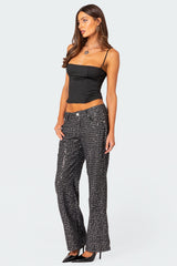 Nyah Sequin Low Rise Wide Leg Jeans