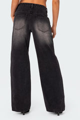 Magda Acid Wash Low Rise Baggy Jeans