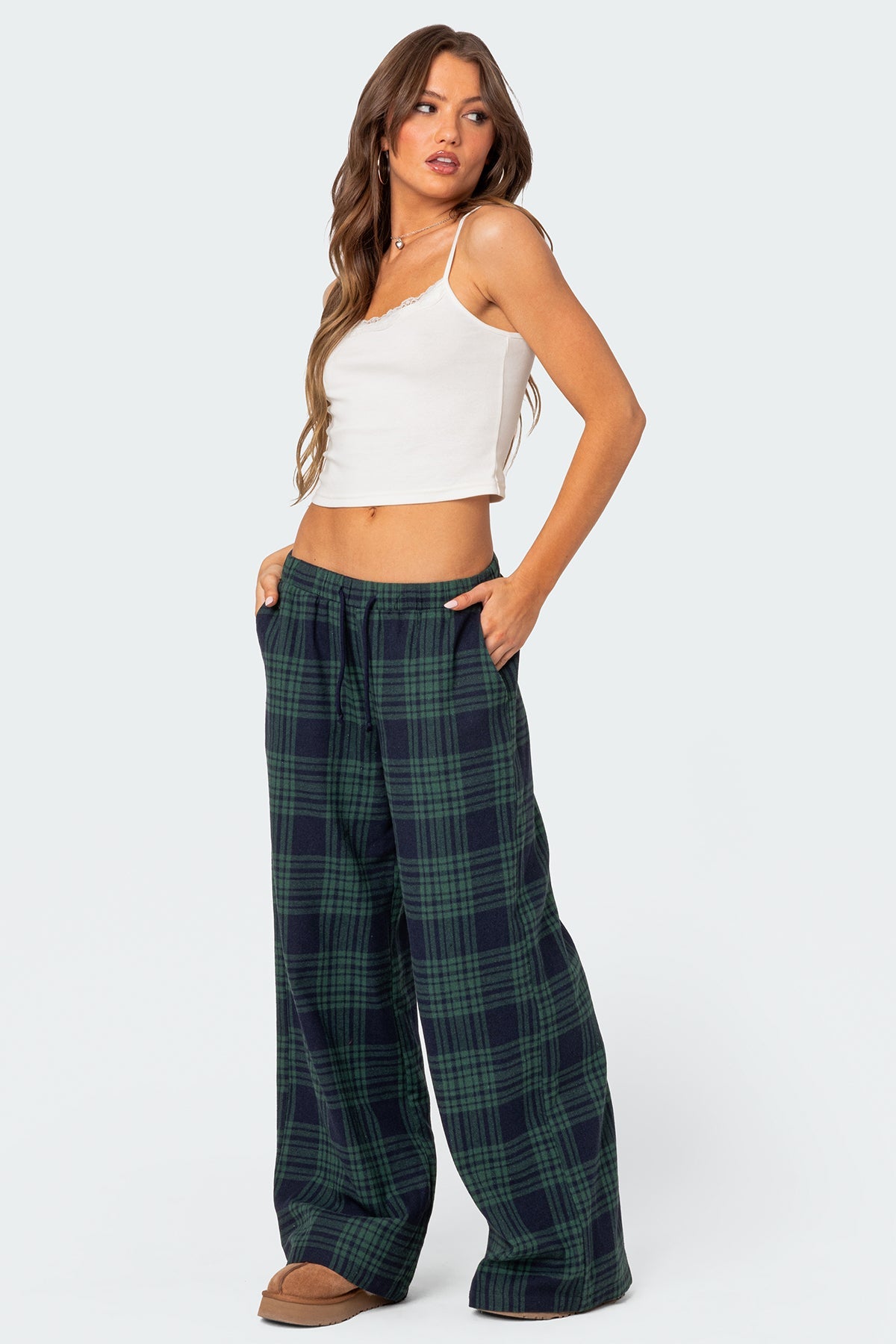 Lounge Around Plaid Wide Leg Trousers