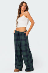 Lounge Around Plaid Wide Leg Trousers