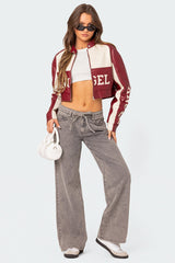 Tie Waist Washed Low Rise Baggy Jeans