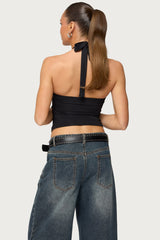 Zola Cutout Beaded Halter Top