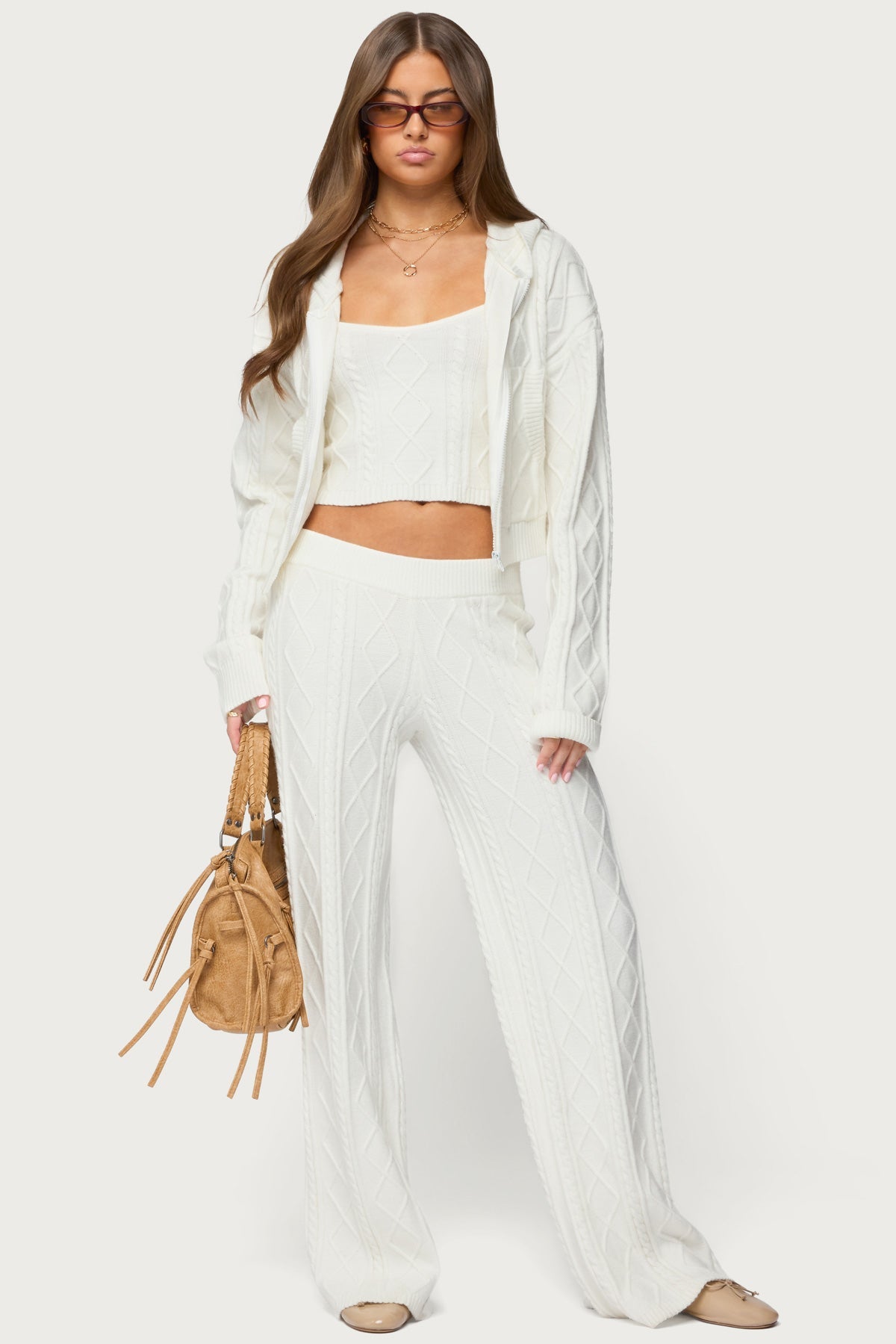 Louise Straight Leg Cable Knit Trousers