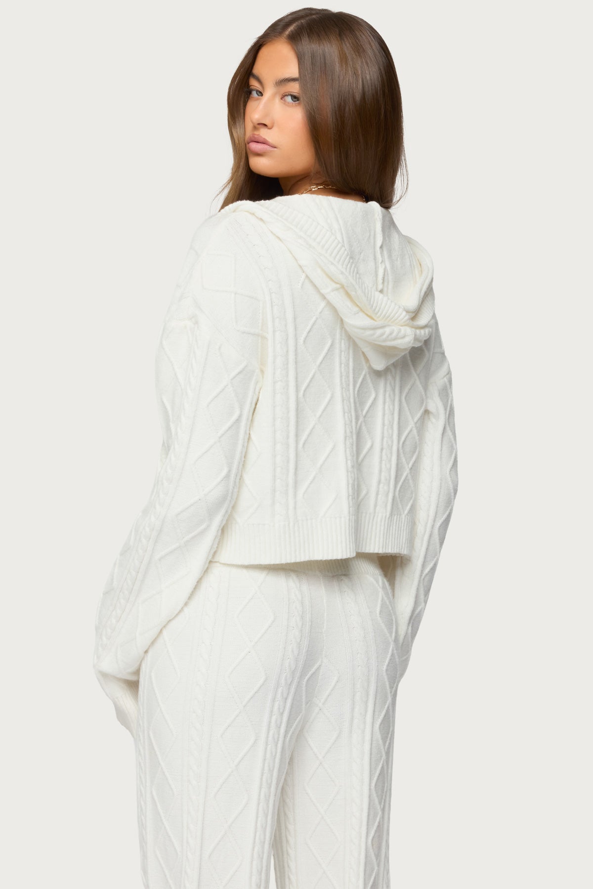 Louise Cable Knit Hooded Cardigan