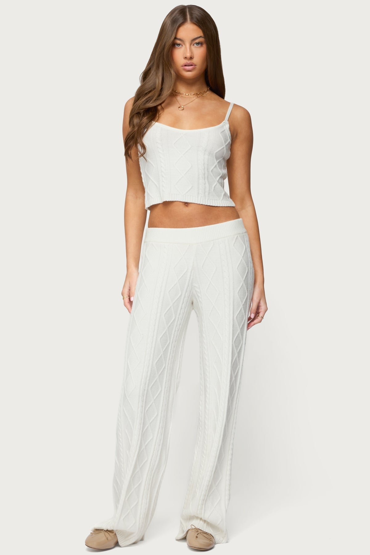Louise Straight Leg Cable Knit Trousers