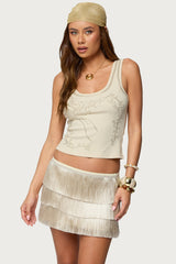 Taliah Beaded Scoop Neck Tank Top