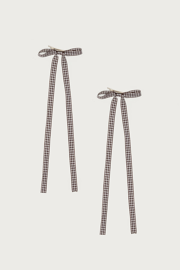 Gingham Bow Hair Clip Set