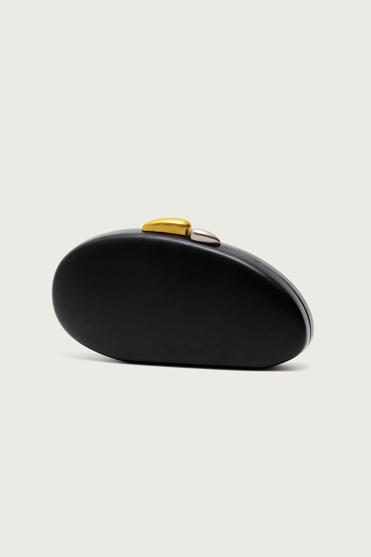 Abstract Oval Mixed Metal Clutch Bag