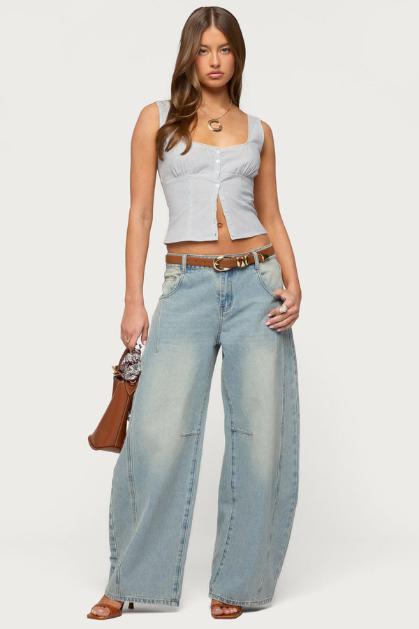 Katiya Pinstripe Button Up Top