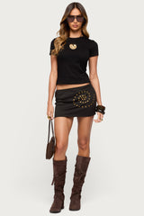 Swirl Studded Mini Skirt