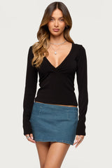 Doron V Neck Long Sleeve Top