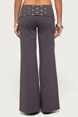 Breanna Studded Foldover Wide Leg Trousers
