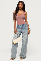 Angelita Rhinestone Sheer Mesh Bodysuit