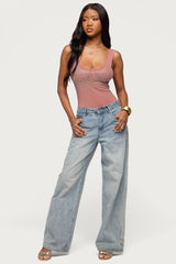 Angelita Rhinestone Sheer Mesh Bodysuit