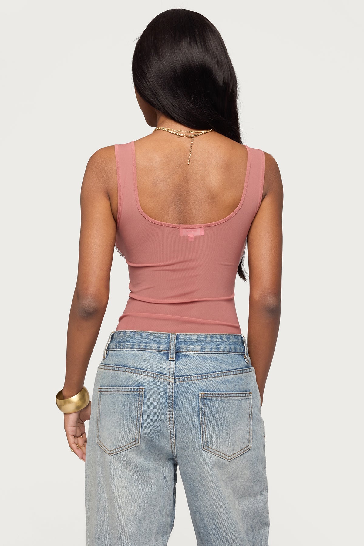 Angelita Rhinestone Sheer Mesh Bodysuit