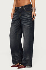 Magda Acid Wash Low Rise Baggy Jeans