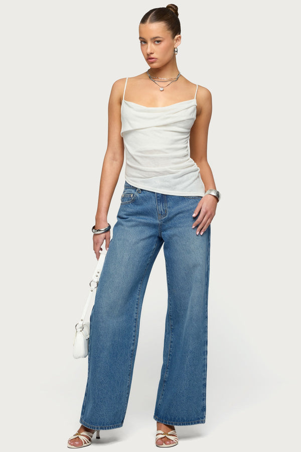 Asymmetric Cowl Neck Tank Top