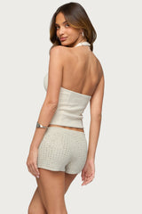 Loxley Stretchy Woven Plunge Halter Top