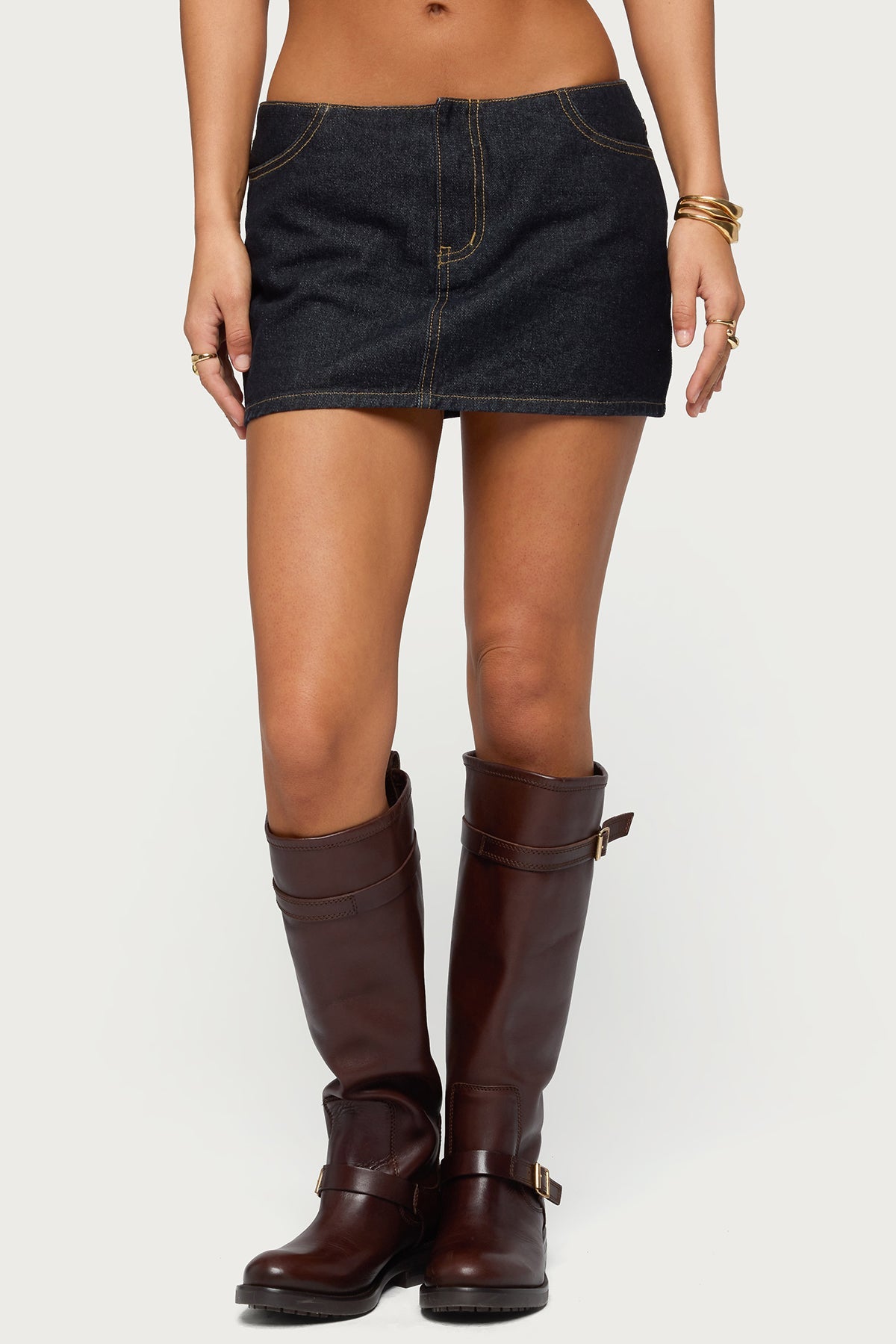 Leire No Waistband Denim Mini Skort