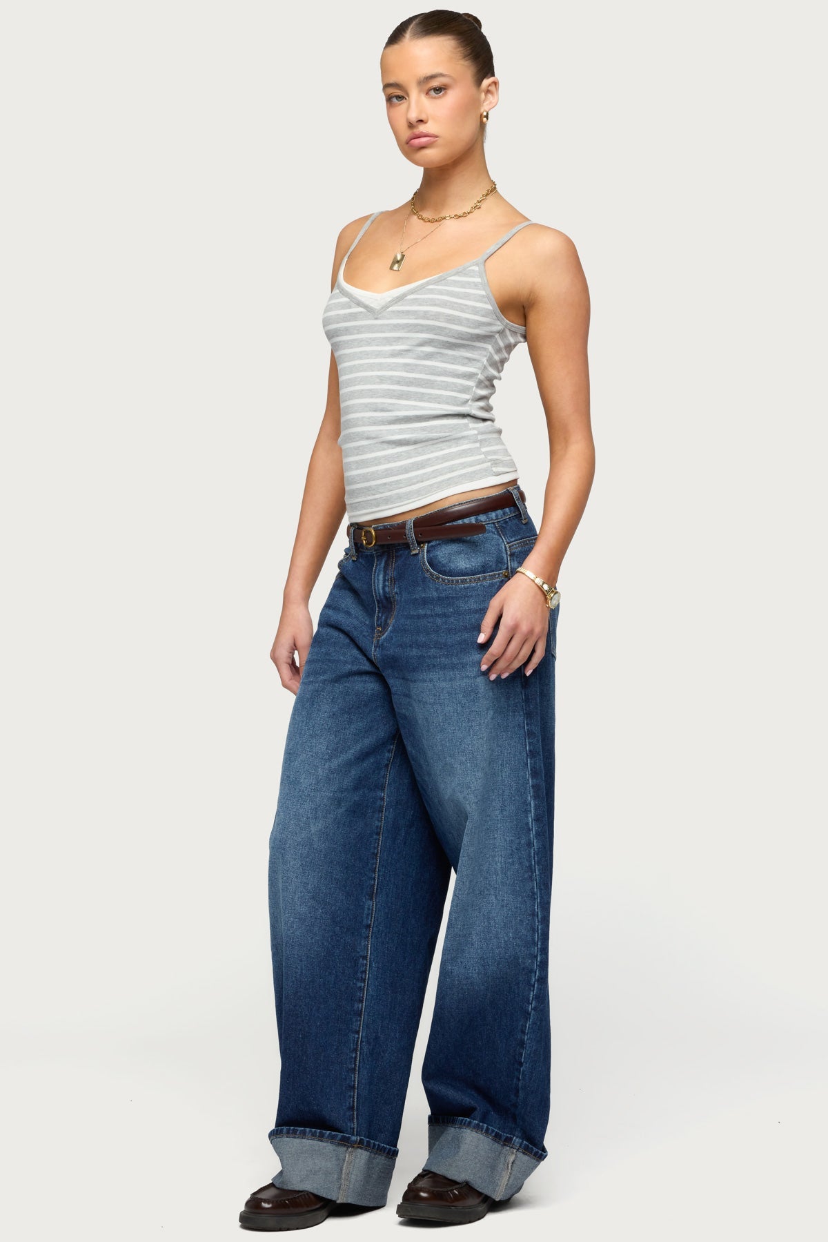 Layered Contrast Striped Tank Top