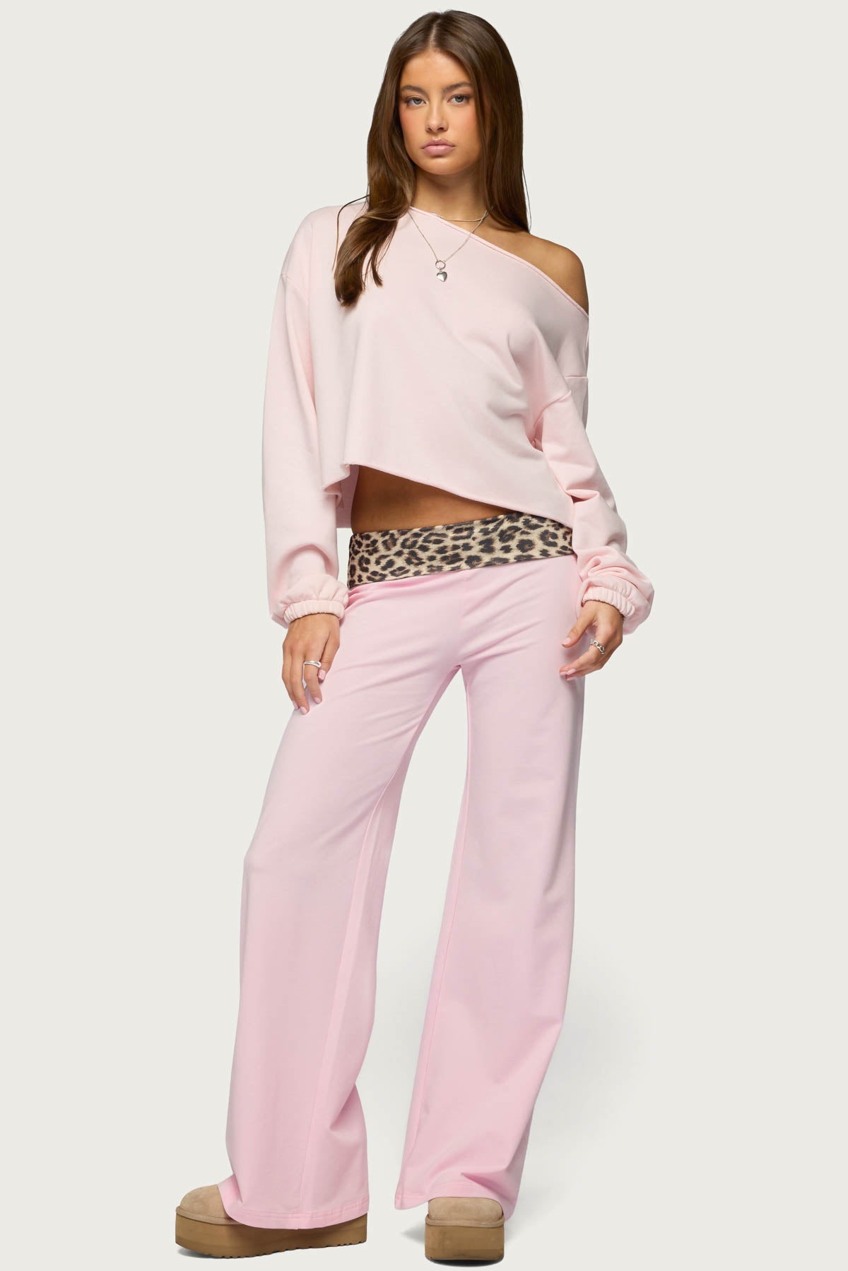 Leopard Foldover Trousers