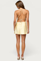 Aletta Backless Satin Effect Mini Dress