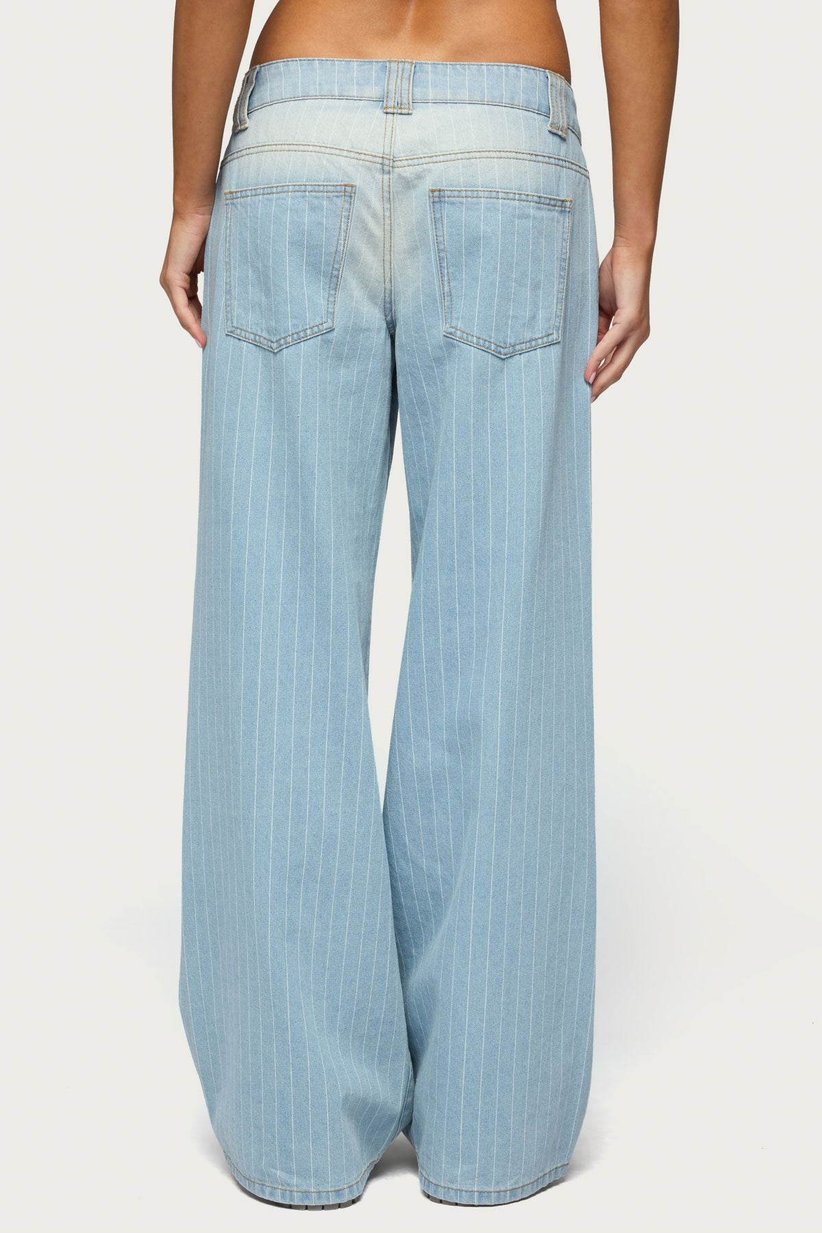 Cory Striped Low Rise Baggy Jeans