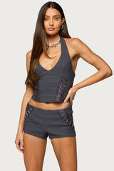 Lirah Laced Up Halter Top