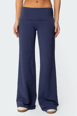Wide Leg Foldover Trousers