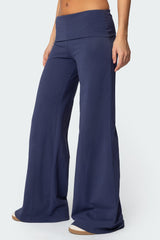 Wide Leg Foldover Trousers