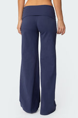 Wide Leg Foldover Trousers
