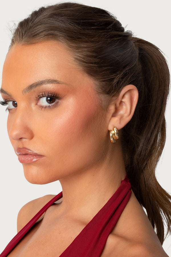 Two Time Chunky Stud Earrings view 1